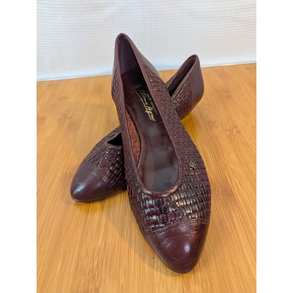 Vintage Etienne Aigner Ballet Flats Chestnut Maroon Leather 7.5 Narrow (P01) - Picture 1 of 8
